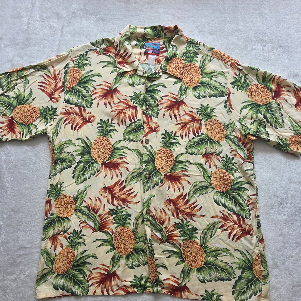 Reyn Spooner Joe Kealuha's Shirt Hawaiian Pineapple Rayon Mens
